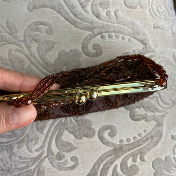 La Regale Vintage Brown Beaded Small Purse - Picture 6 of 7